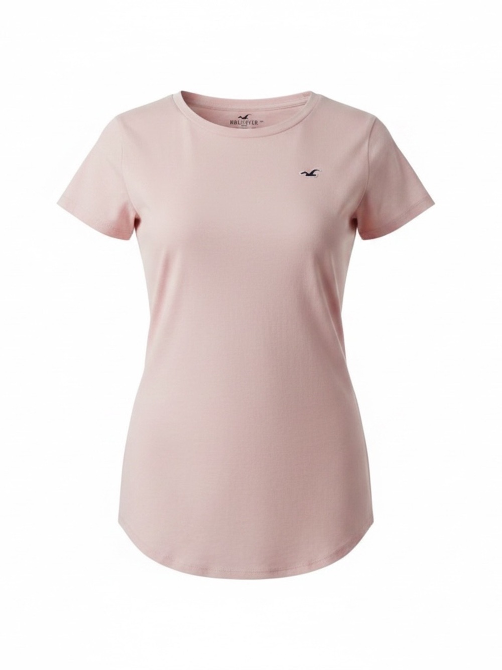 🌸 Hollister Curved Hem Tee – Women’s Medium | Soft Pink | Cotton Basic